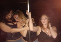 Drunk girls in pole for strippers