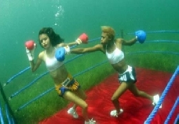 Underwater female boxing