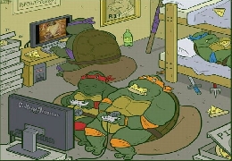 Cartoon characters in college