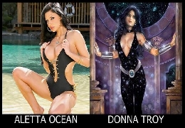 Adult female stars as a comic characters