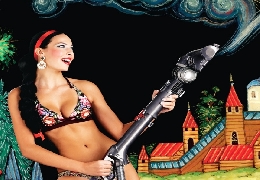 Half-naked russian beauties in electronics advertisement