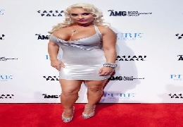 Coco shows her curvy body in silver dress